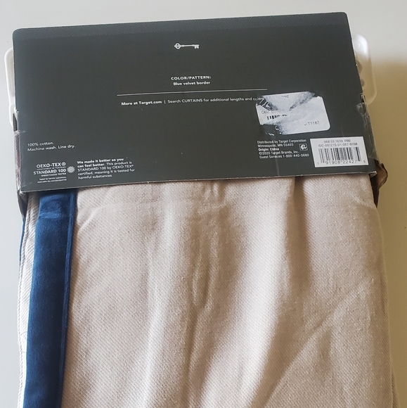 Light Filtering Curtain Panel-Velvet trim - Picture 3 of 6